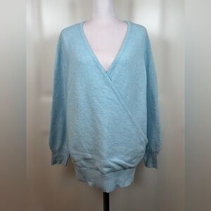 Torrid Size 1 Baby Blue Surplice Sweater Soft Vegan Cashmere